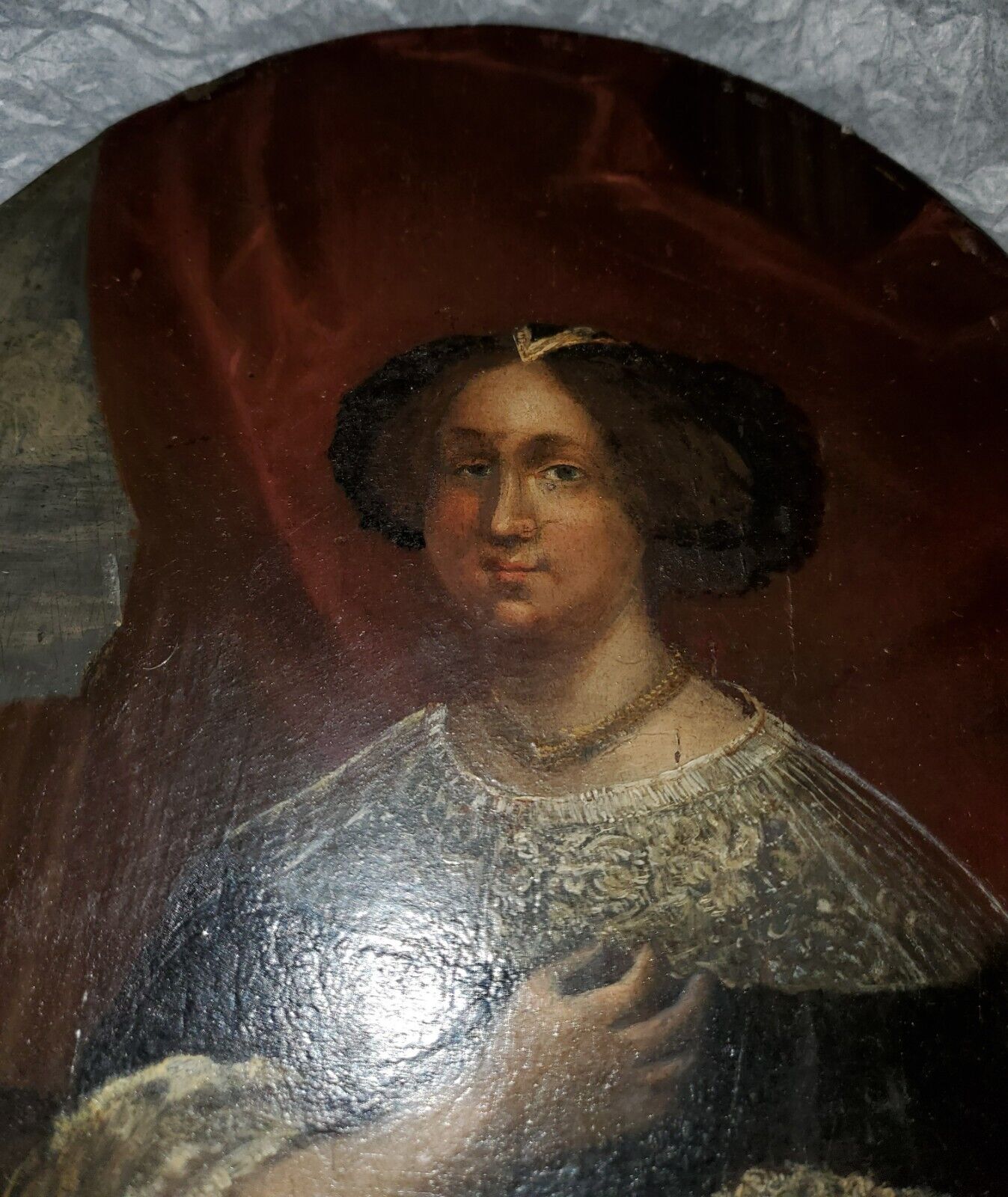 Original 17th Century Woman Portrait on Wood