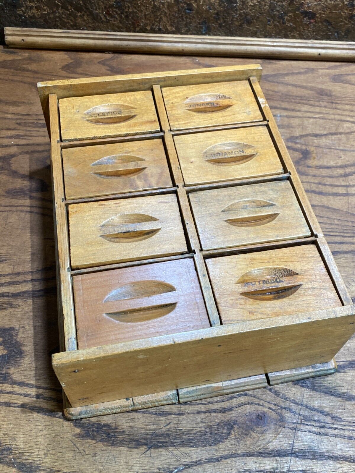 Victorian Era Kitchen Wall Spice Cabinet with 8 Drawers