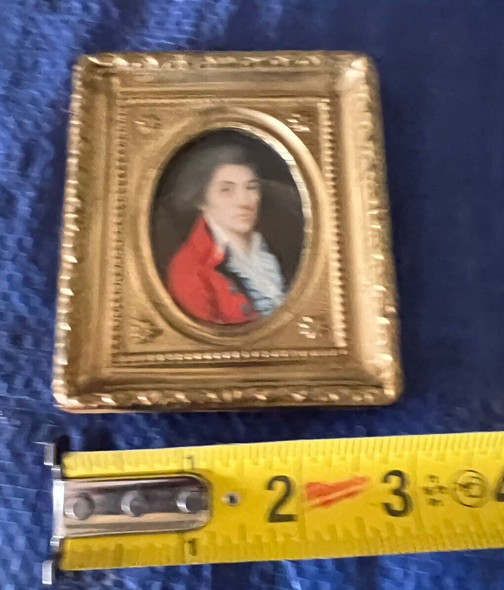 1700s Miniature Portrait Aristocrat Oil Painting Signed Mavat