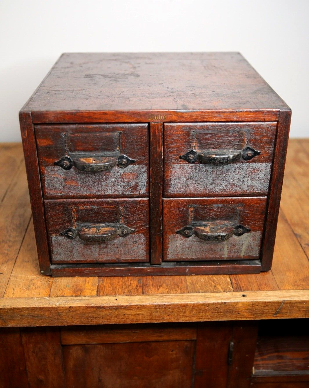 Vintage Library Card Catalog Tiger Oak Apothecary Cabinet
