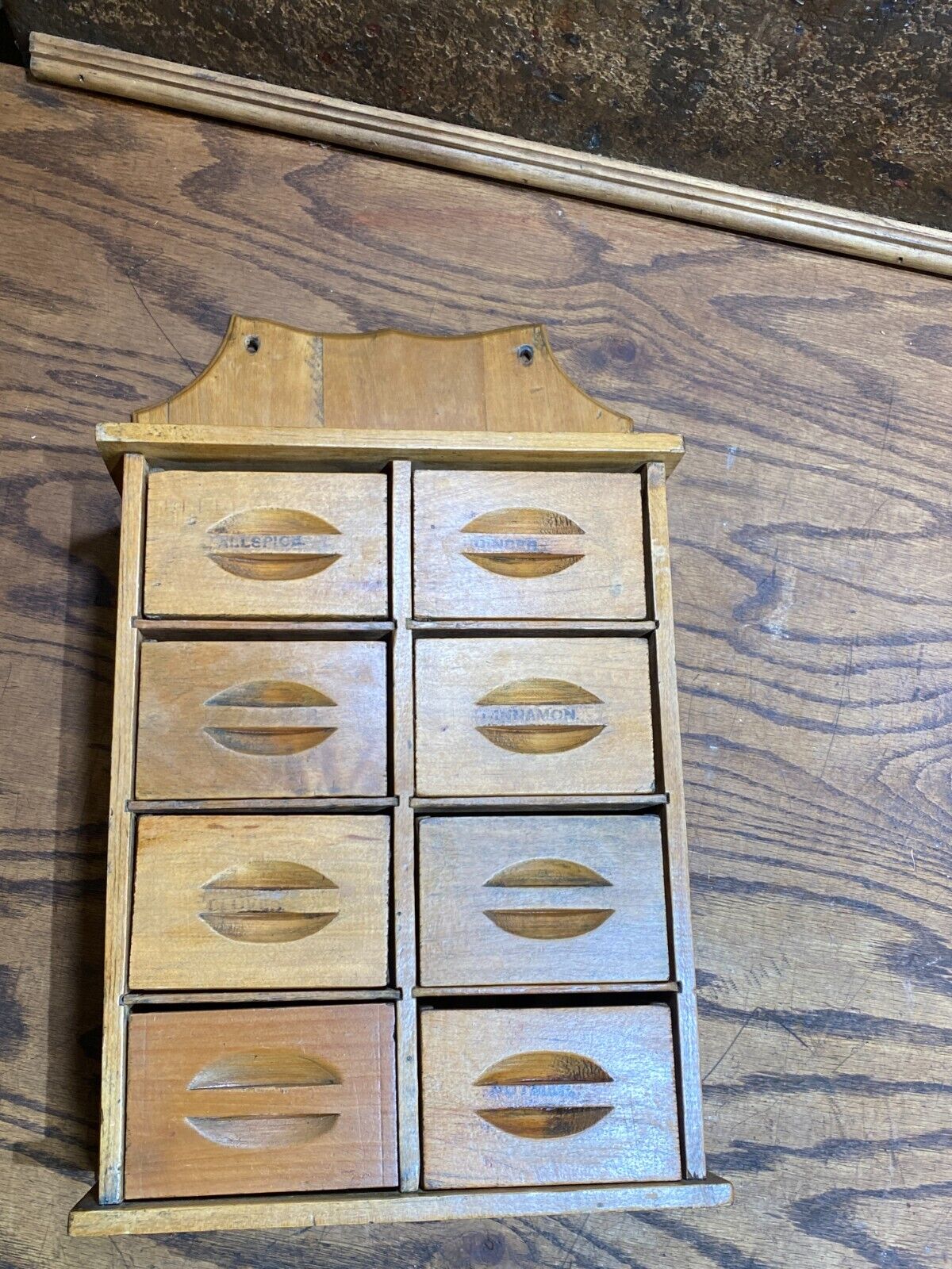 Victorian Era Kitchen Wall Spice Cabinet with 8 Drawers