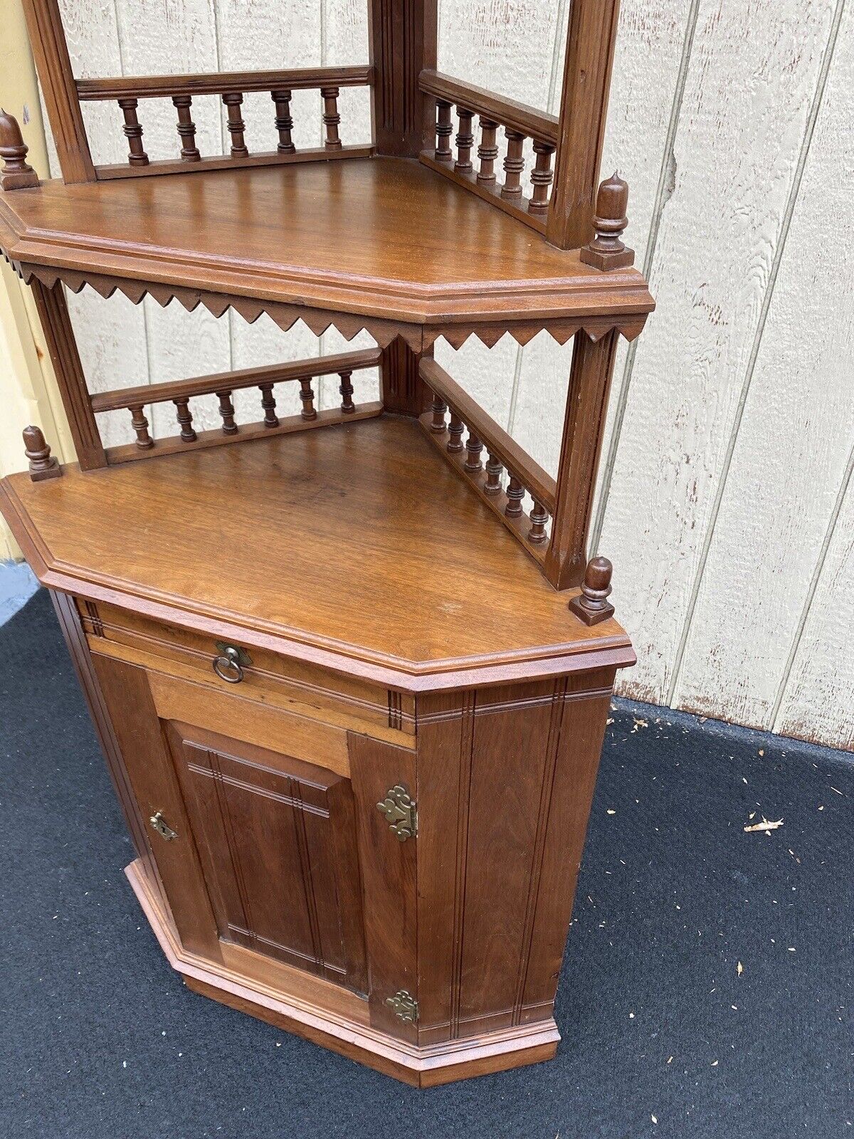 Victorian Walnut Corner Curio China Cabinet (64807)