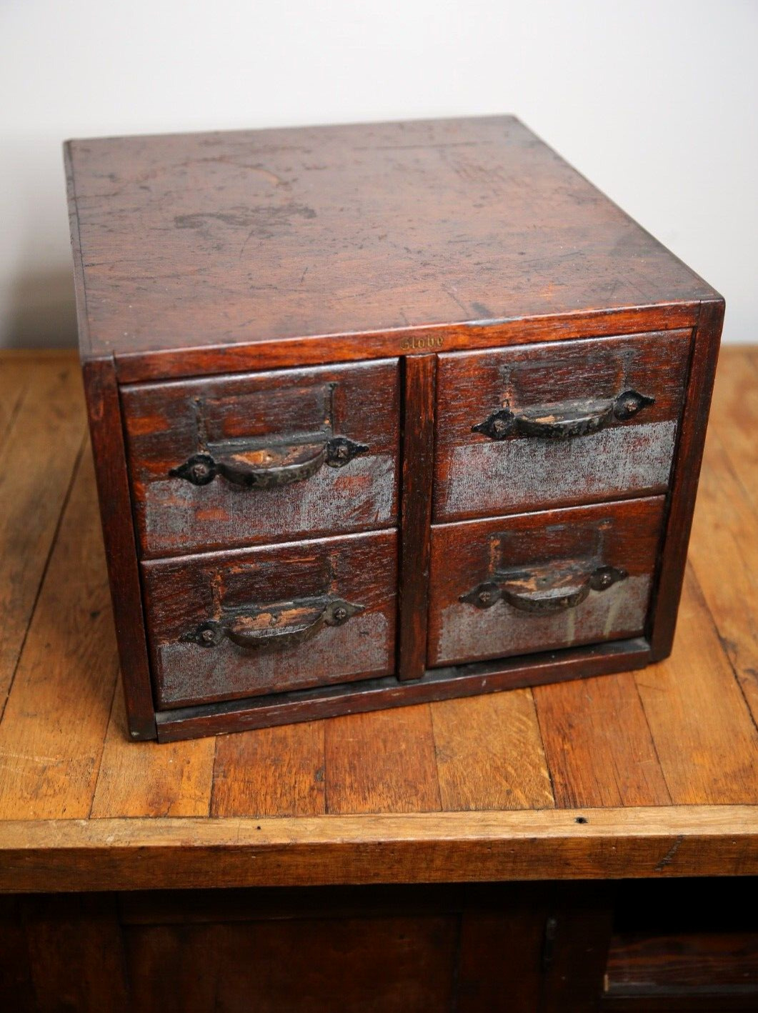 Vintage Library Card Catalog Tiger Oak Apothecary Cabinet