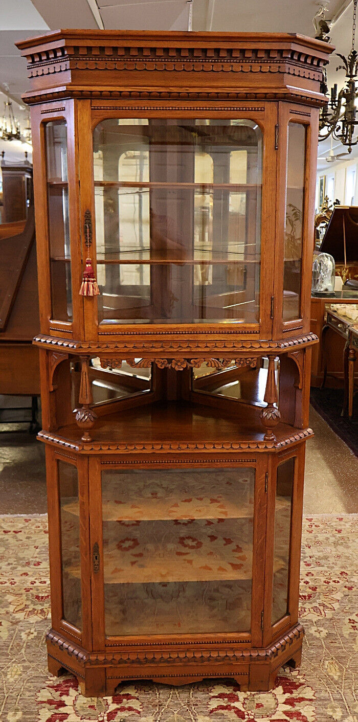 19th Century Oak Victorian Corner Cupboard - Circa 1880's