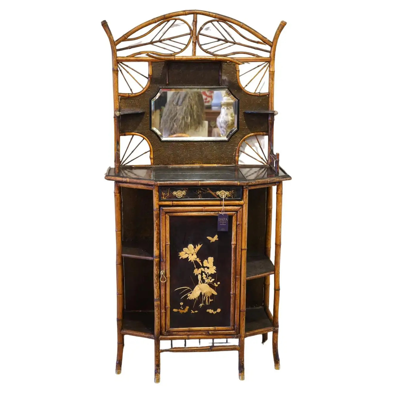 English Brighton Pavilion Style Bamboo Lacquered Cabinet 19th Century