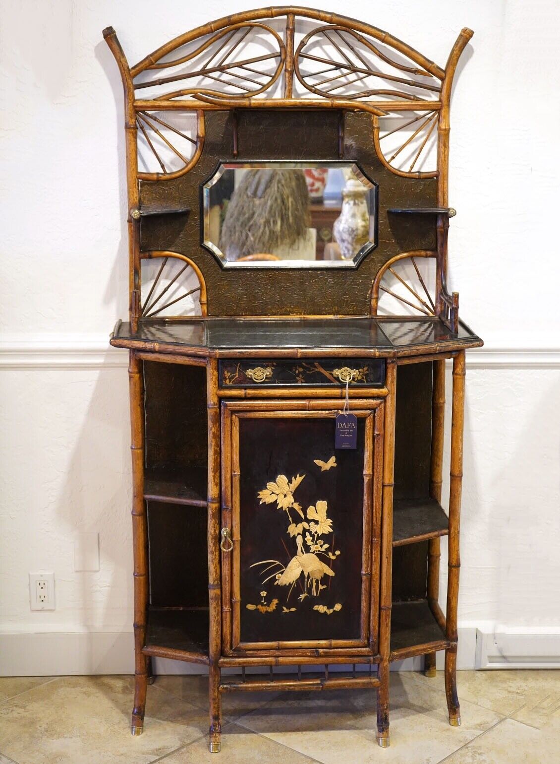 English Brighton Pavilion Style Bamboo Lacquered Cabinet 19th Century
