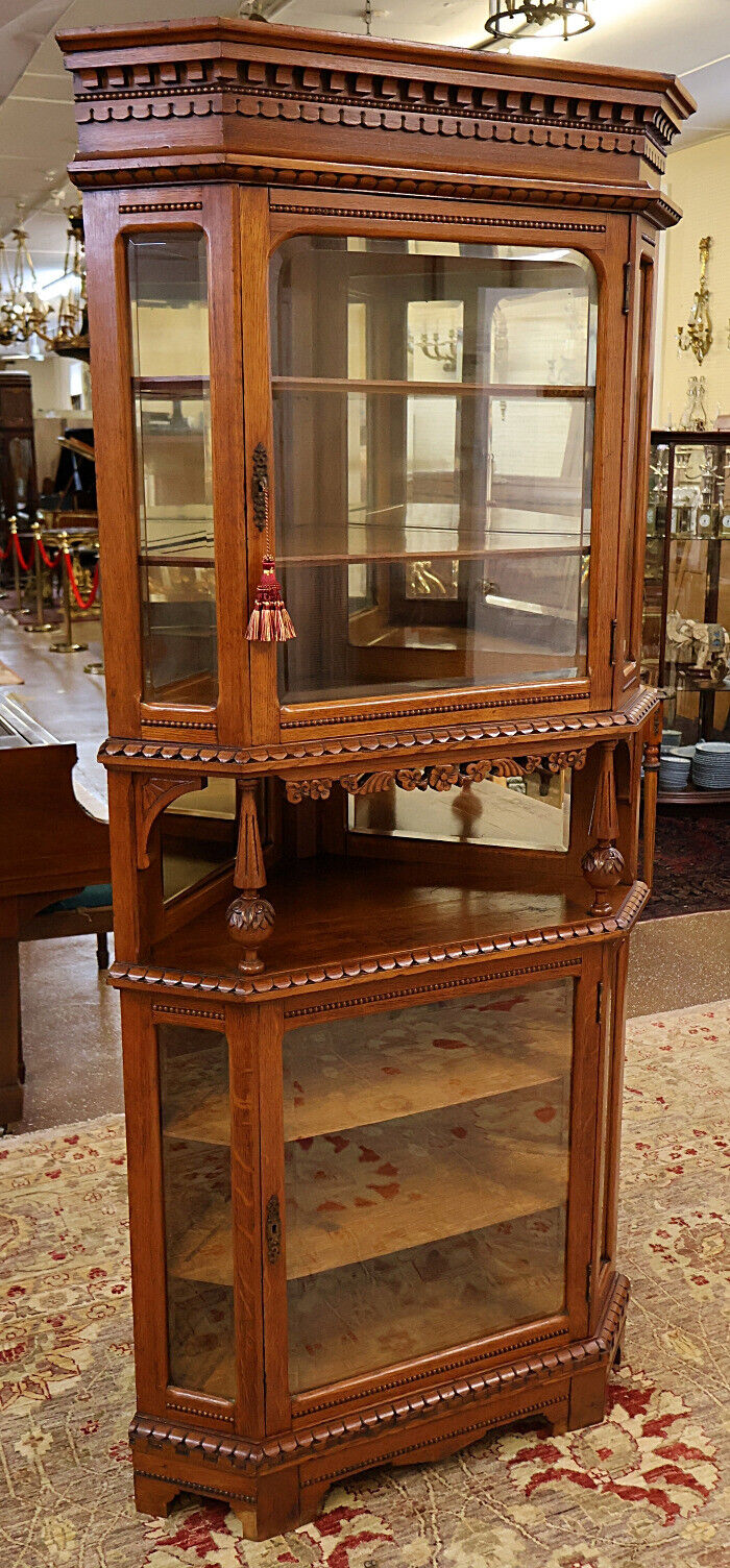 19th Century Oak Victorian Corner Cupboard - Circa 1880's