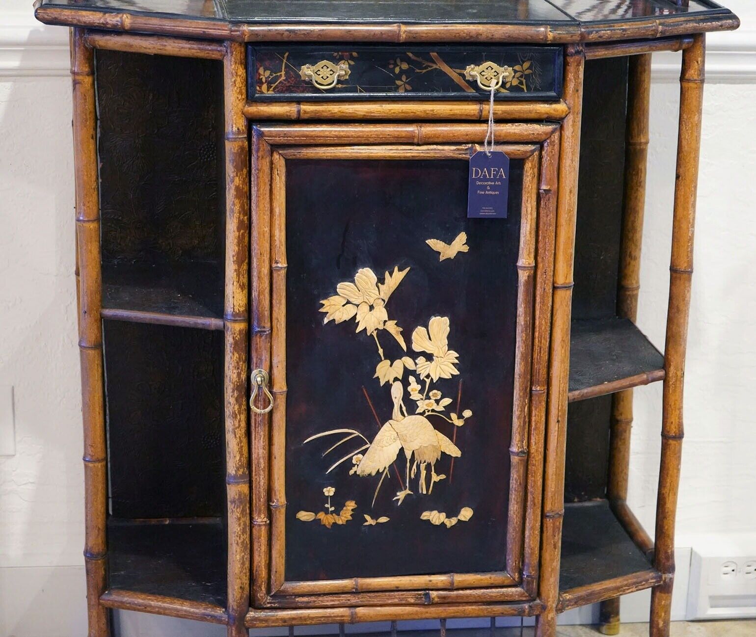 English Brighton Pavilion Style Bamboo Lacquered Cabinet 19th Century