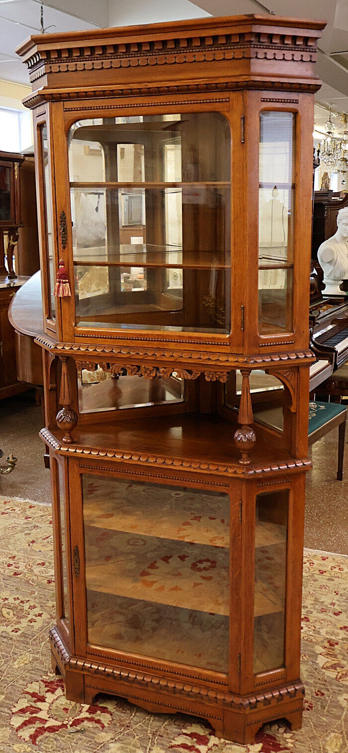 19th Century Oak Victorian Corner Cupboard - Circa 1880's