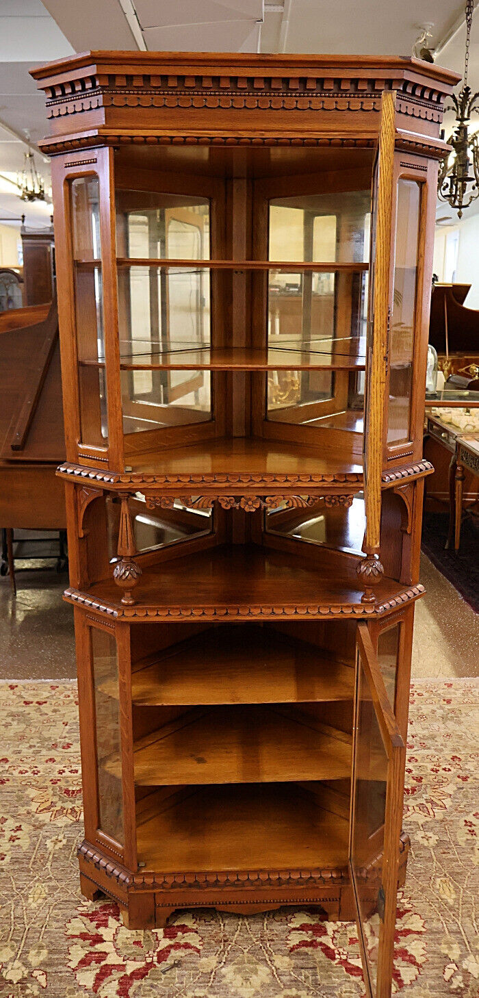 19th Century Oak Victorian Corner Cupboard - Circa 1880's