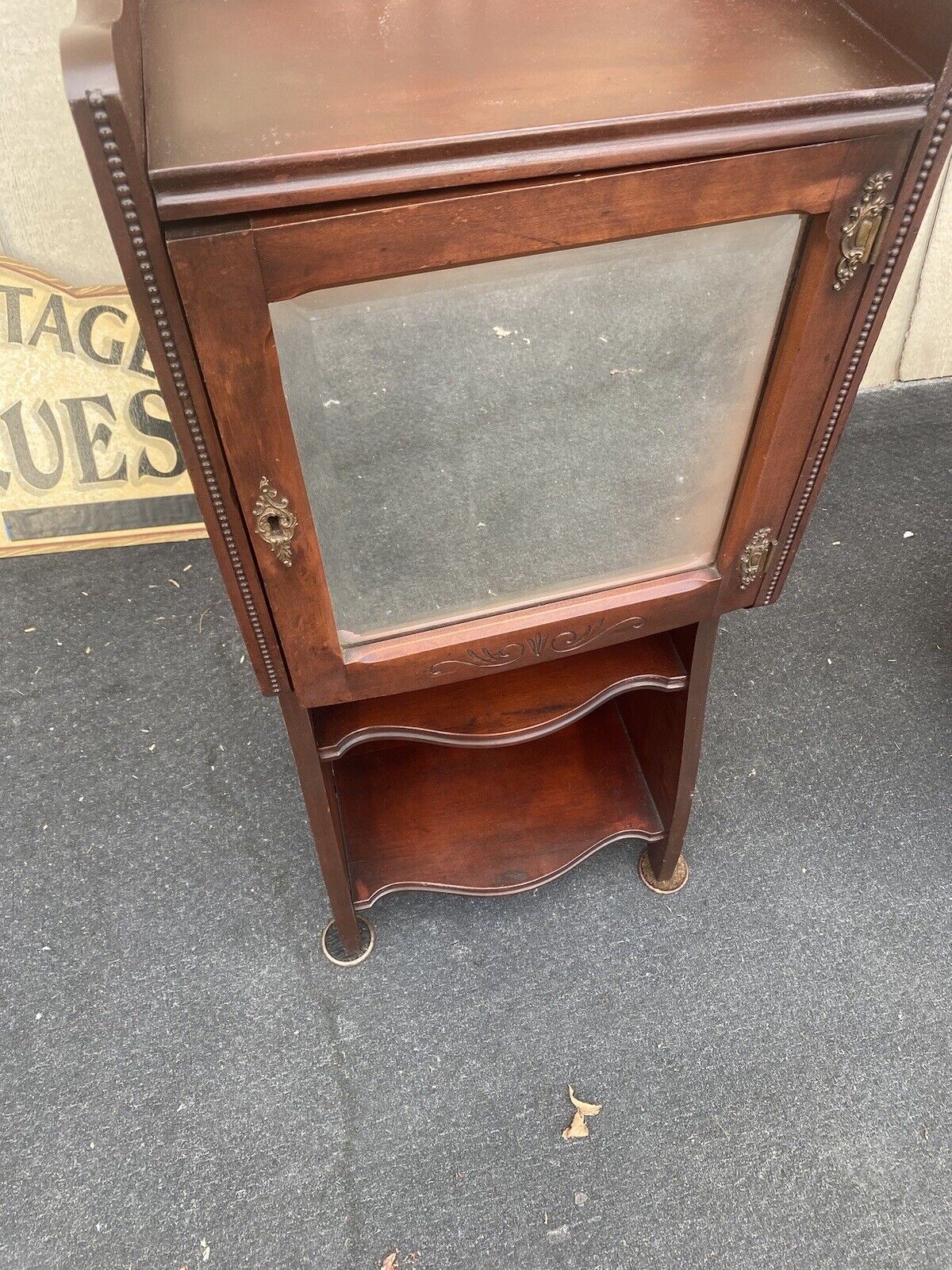 Victorian Mahogany Cabinet with Beveled Mirrored Door