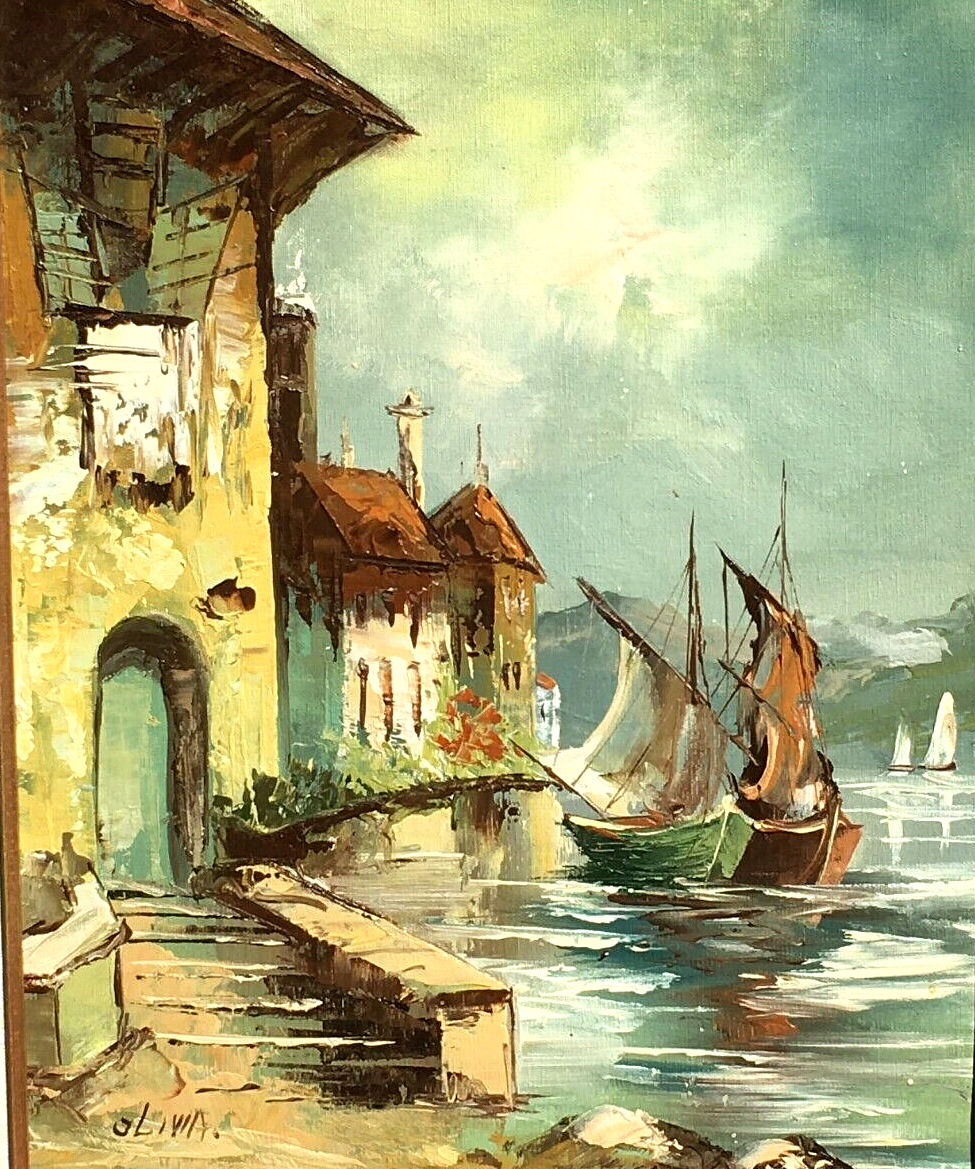 OLIVIA Original Oil Painting: Nautical Harbor, 1500's Seascape