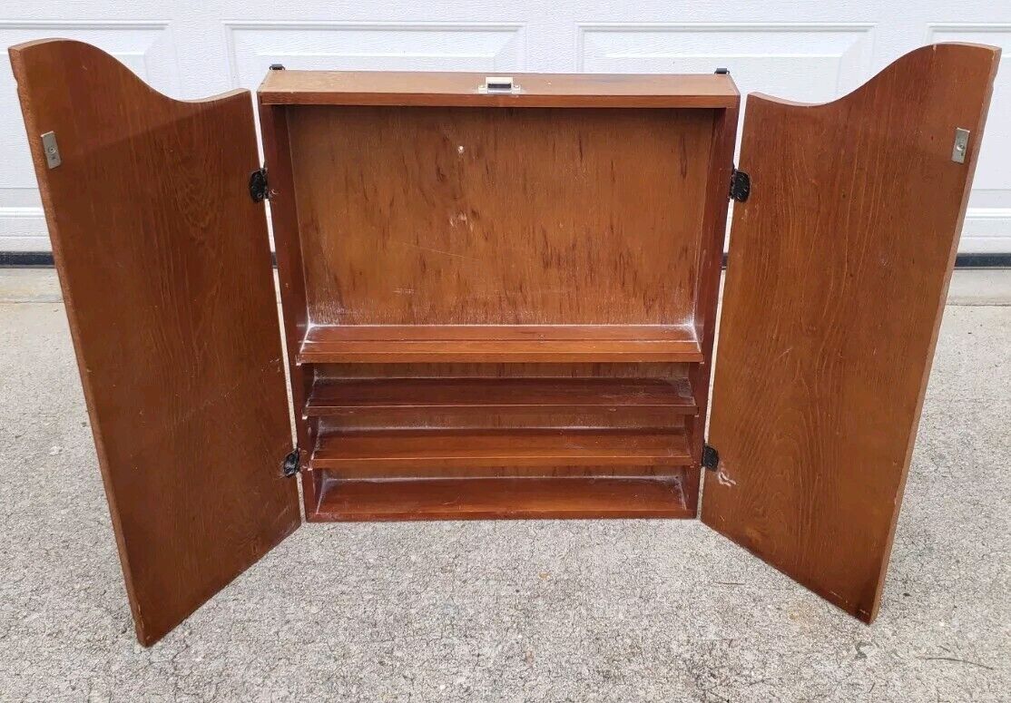 Hand Painted Victorian Billiards Solid Wood Cabinet