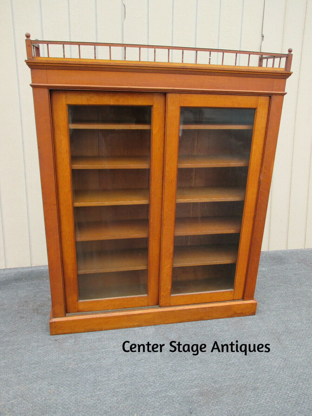 Victorian Oak Bookcase Curio Cabinet Etergie