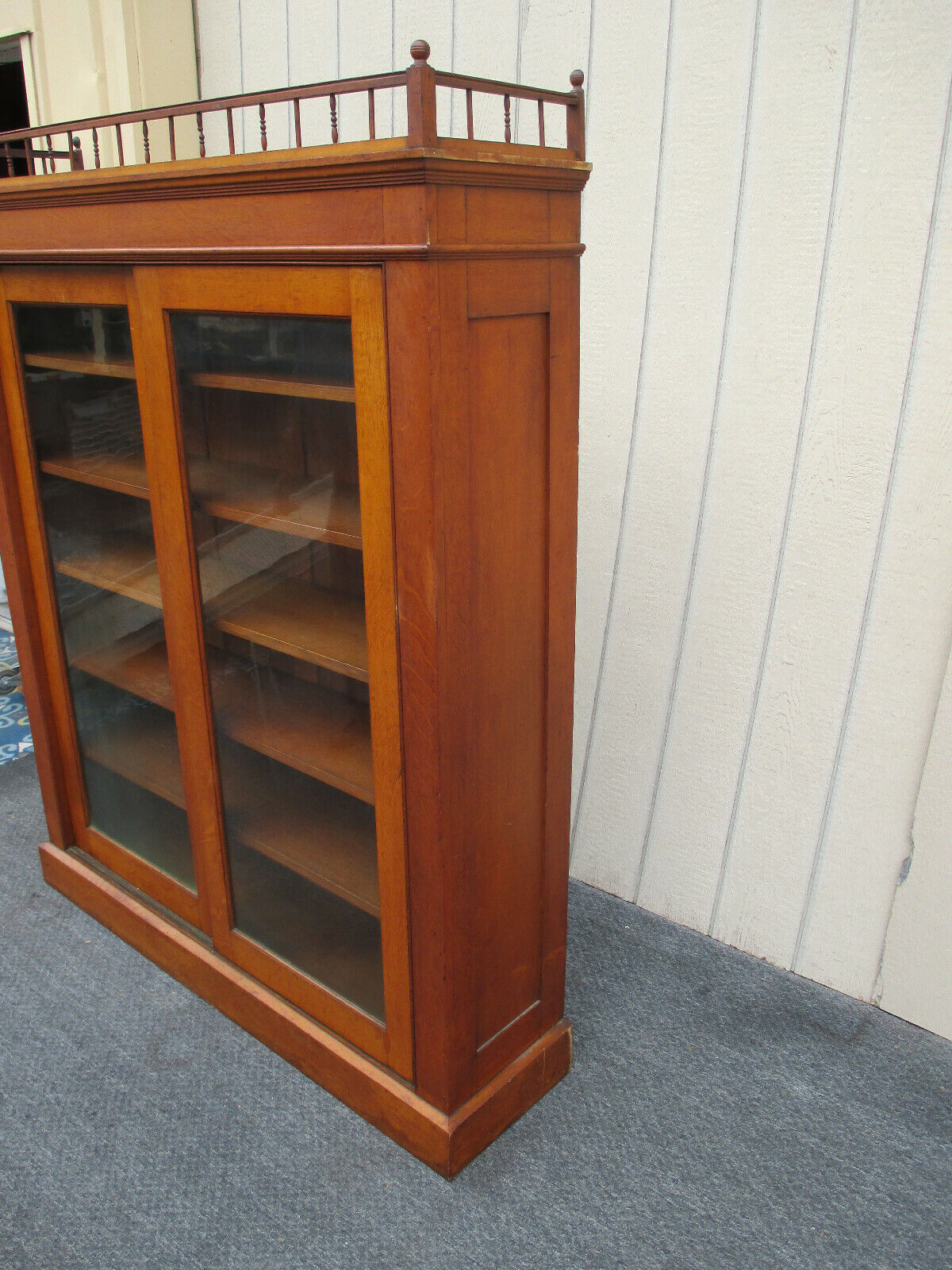 Victorian Oak Bookcase Curio Cabinet Etergie