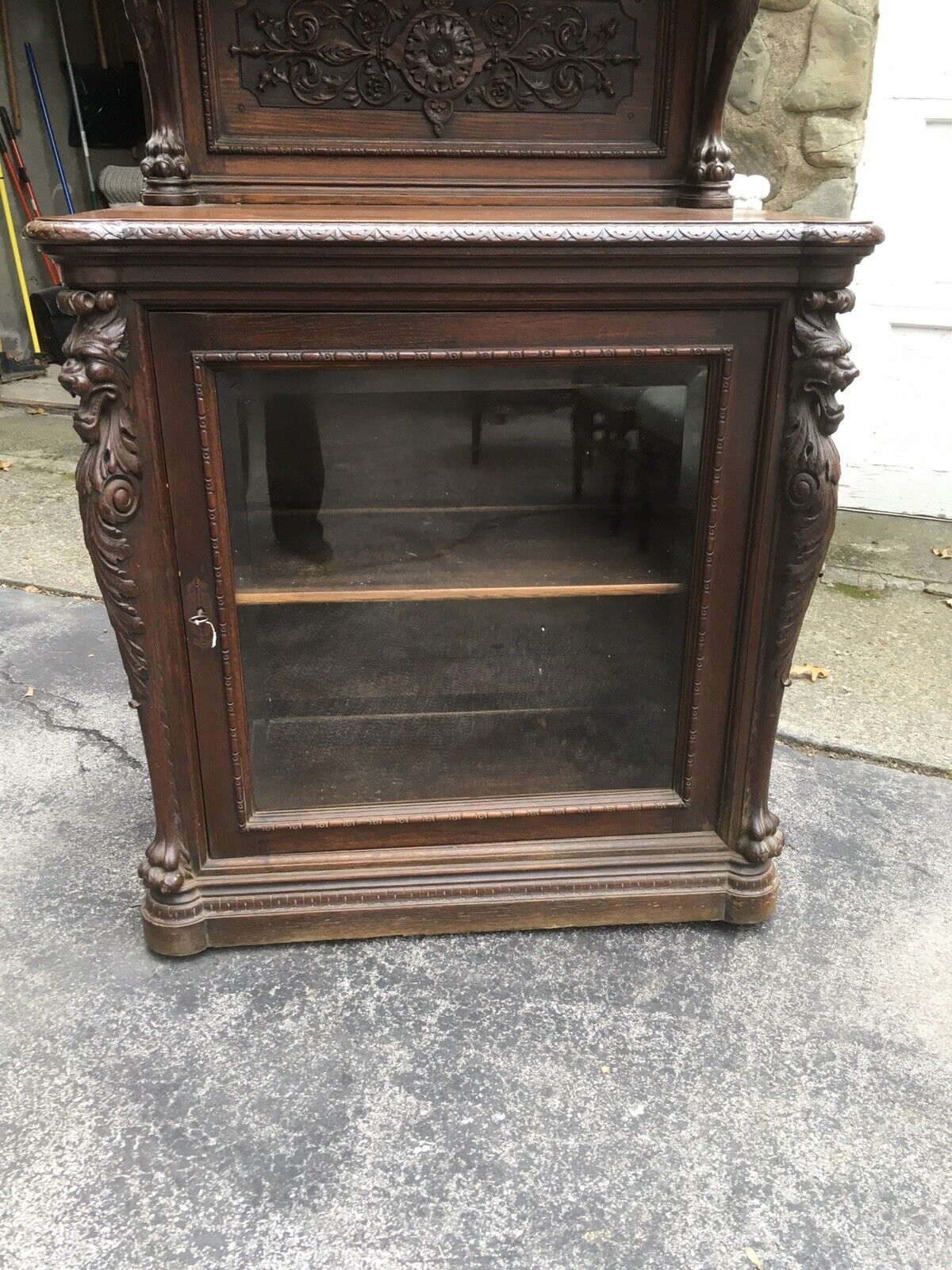 Victorian Oak Griffin Cabinet by R. J. Horner