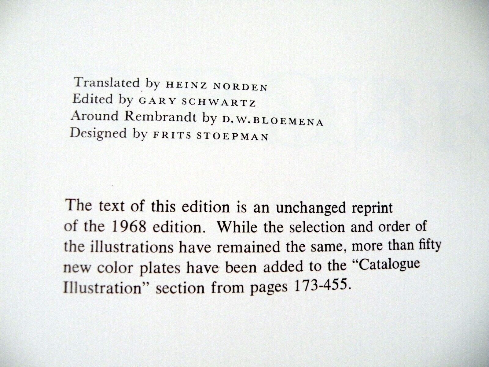 REMBRANDT PAINTINGS by Horst Gerson 1968 Hardcover