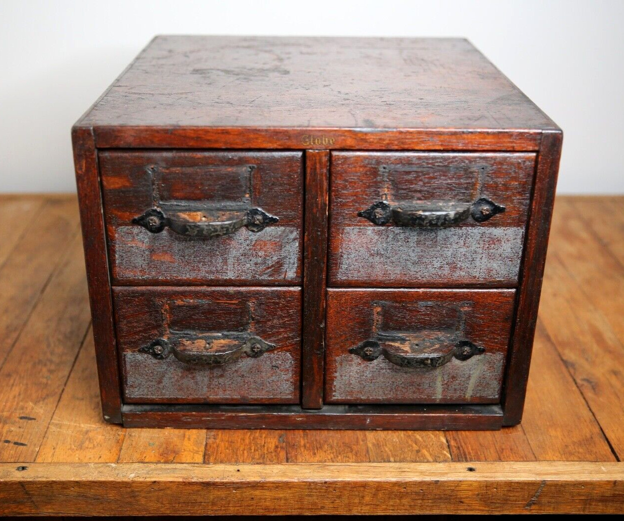 Vintage Library Card Catalog Tiger Oak Apothecary Cabinet