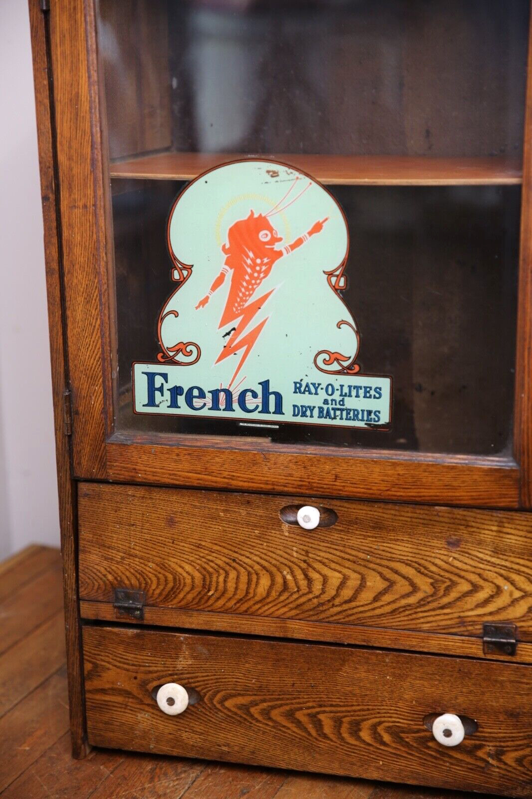 Vintage Oak Apothecary Drawer Display Case for Collectibles