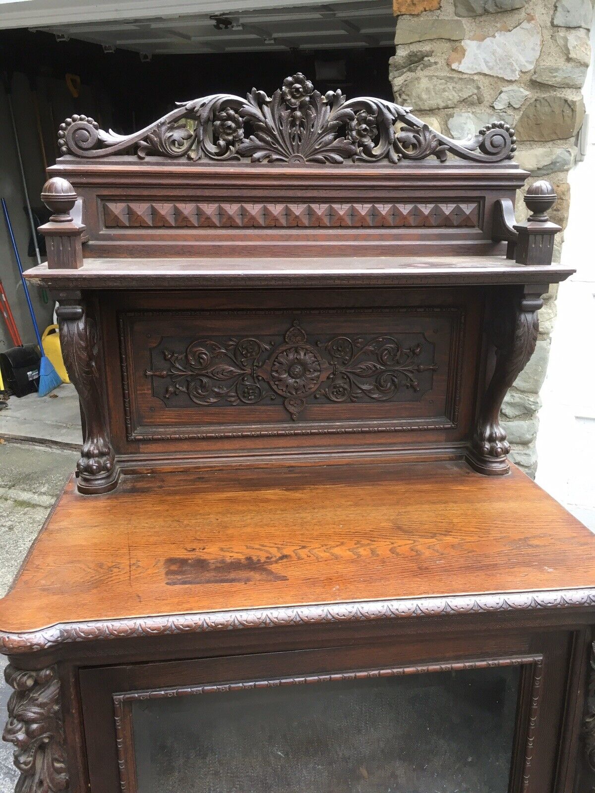 Victorian Oak Griffin Cabinet by R. J. Horner