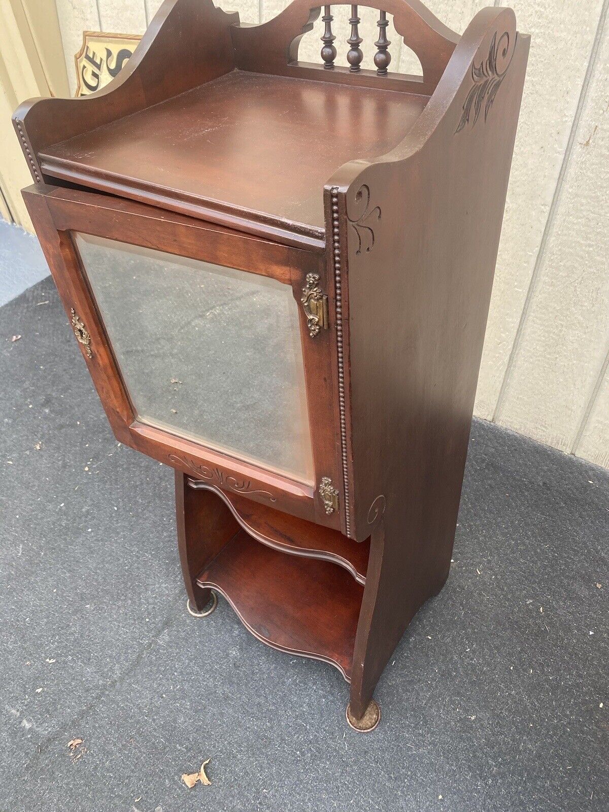 Victorian Mahogany Cabinet with Beveled Mirrored Door