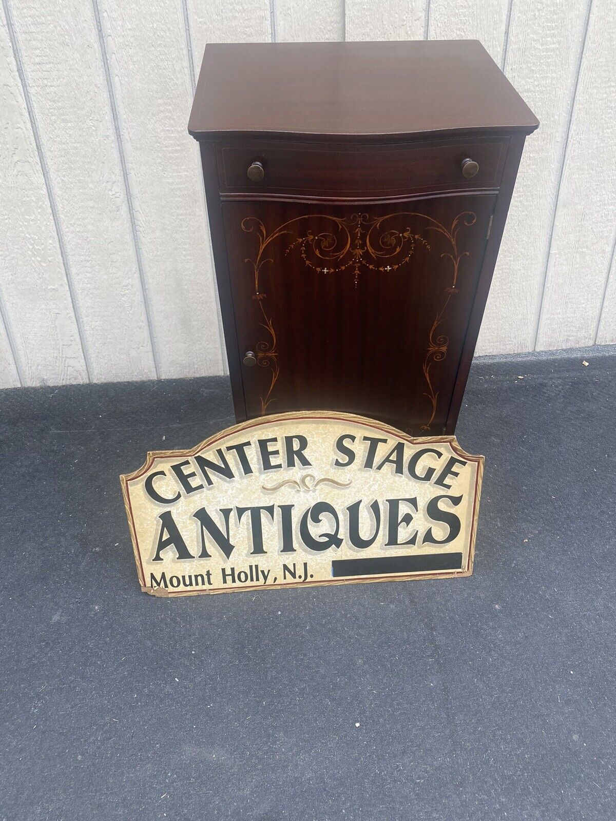 Antique Inlaid Mahogany Music Cabinet