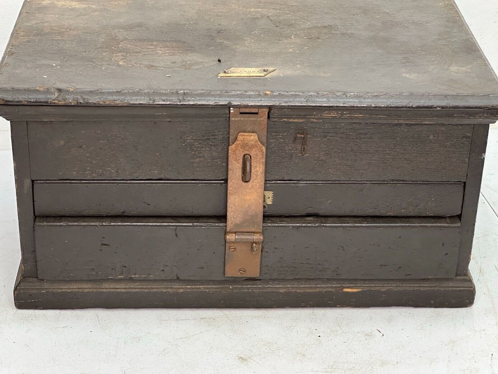 Victorian Oak 2 Drawer Tool Box Cabinet - 1880s