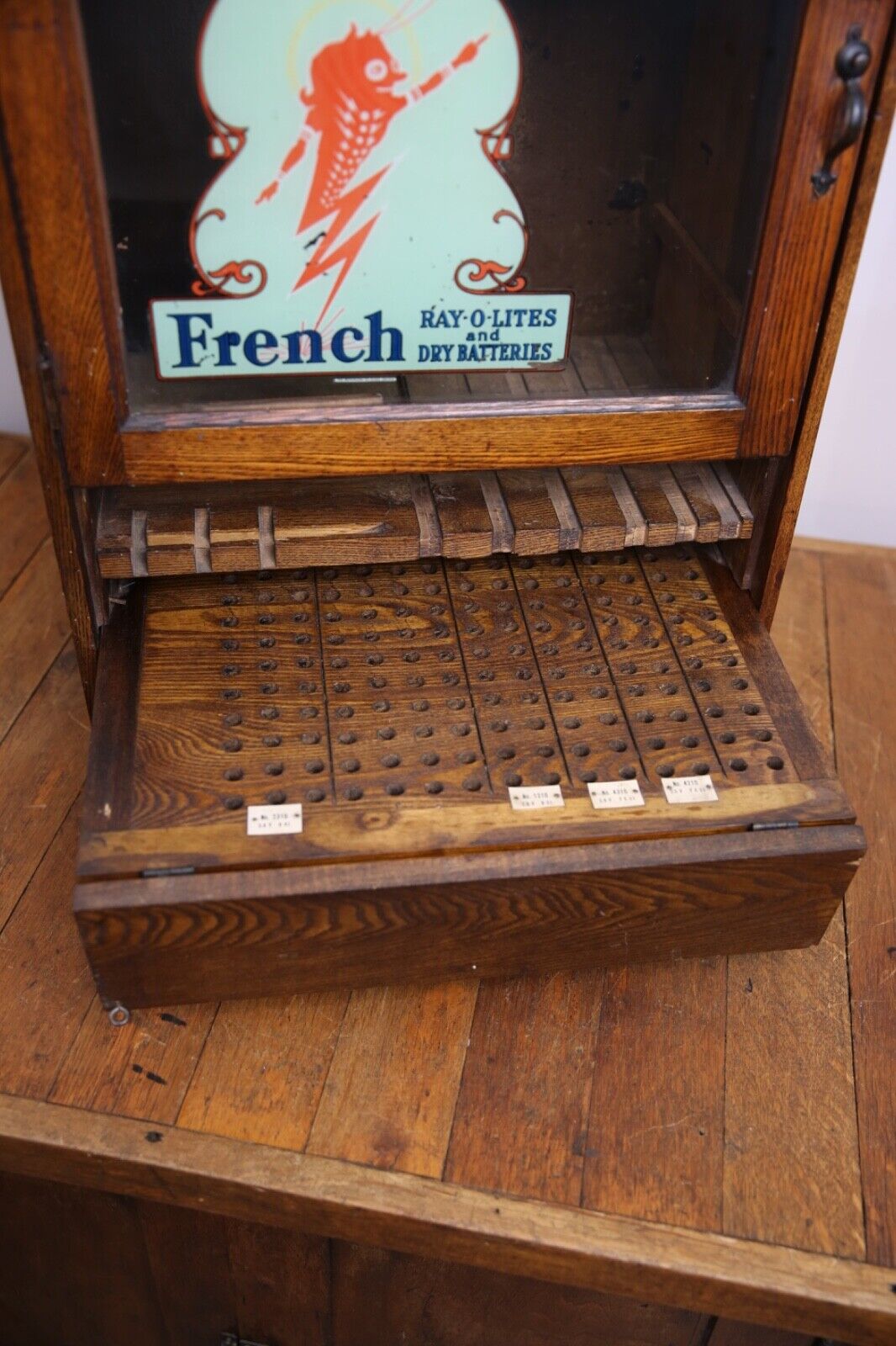 Vintage Oak Apothecary Drawer Display Case for Collectibles