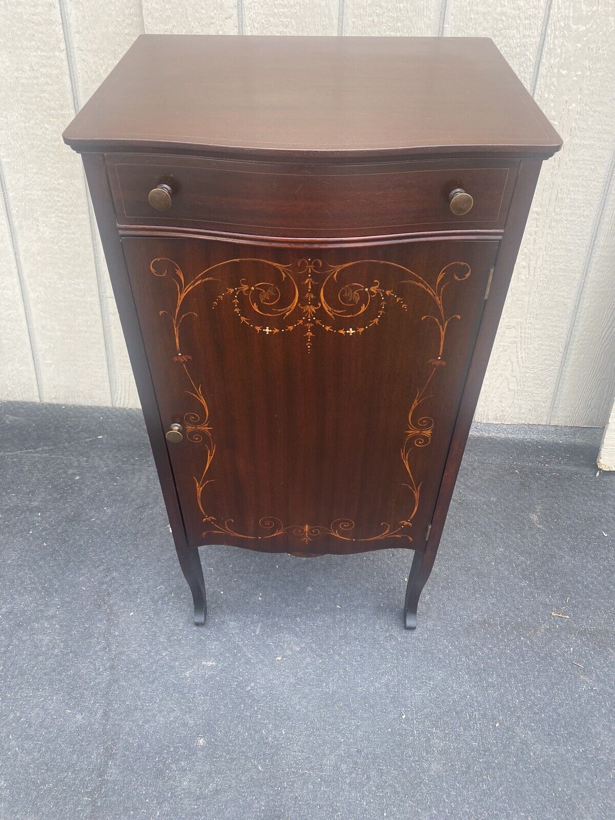 Antique Inlaid Mahogany Music Cabinet