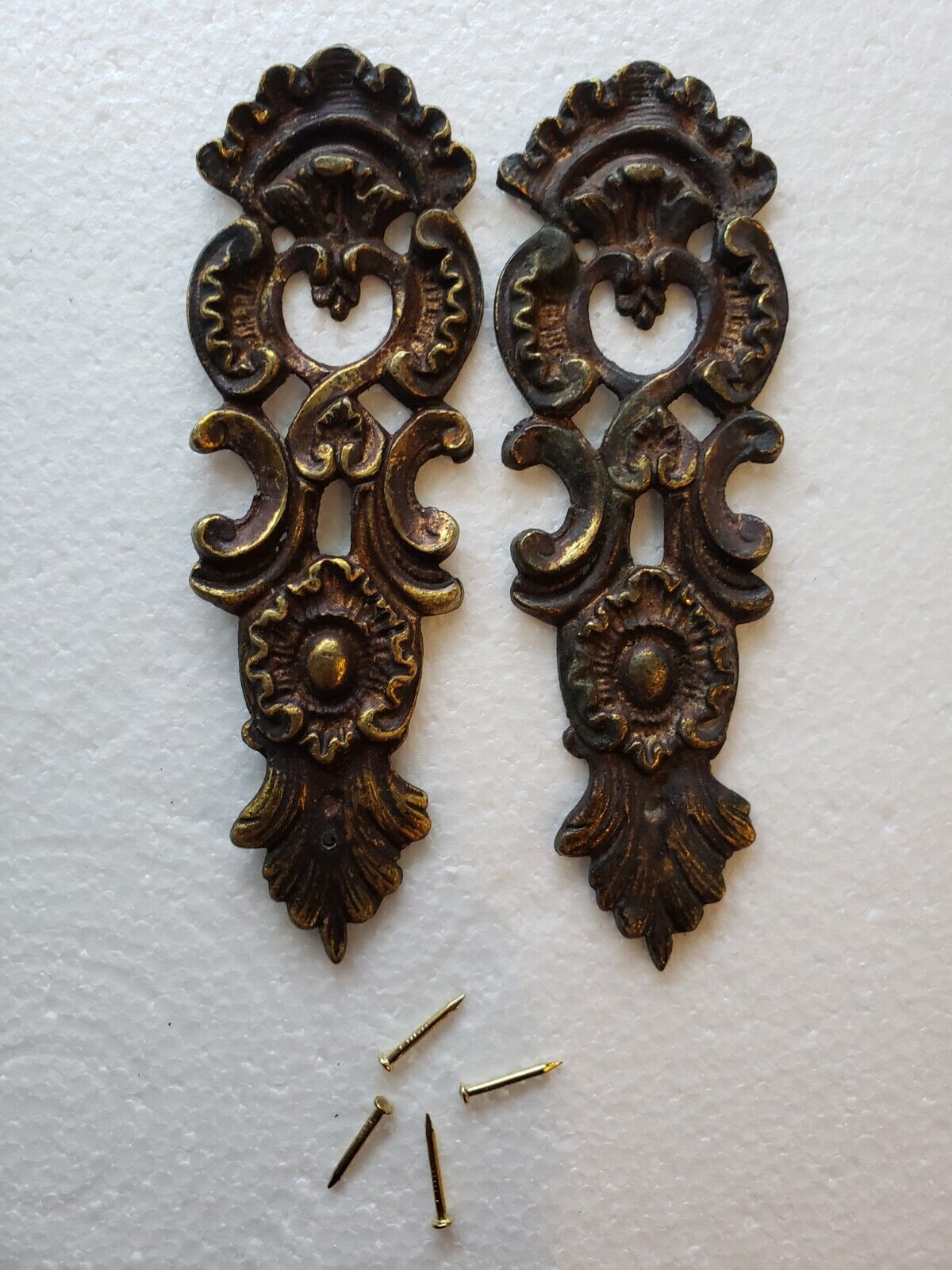 Exquisite Pair of Antique Brass Escutcheon, Circa 1700's-1800's