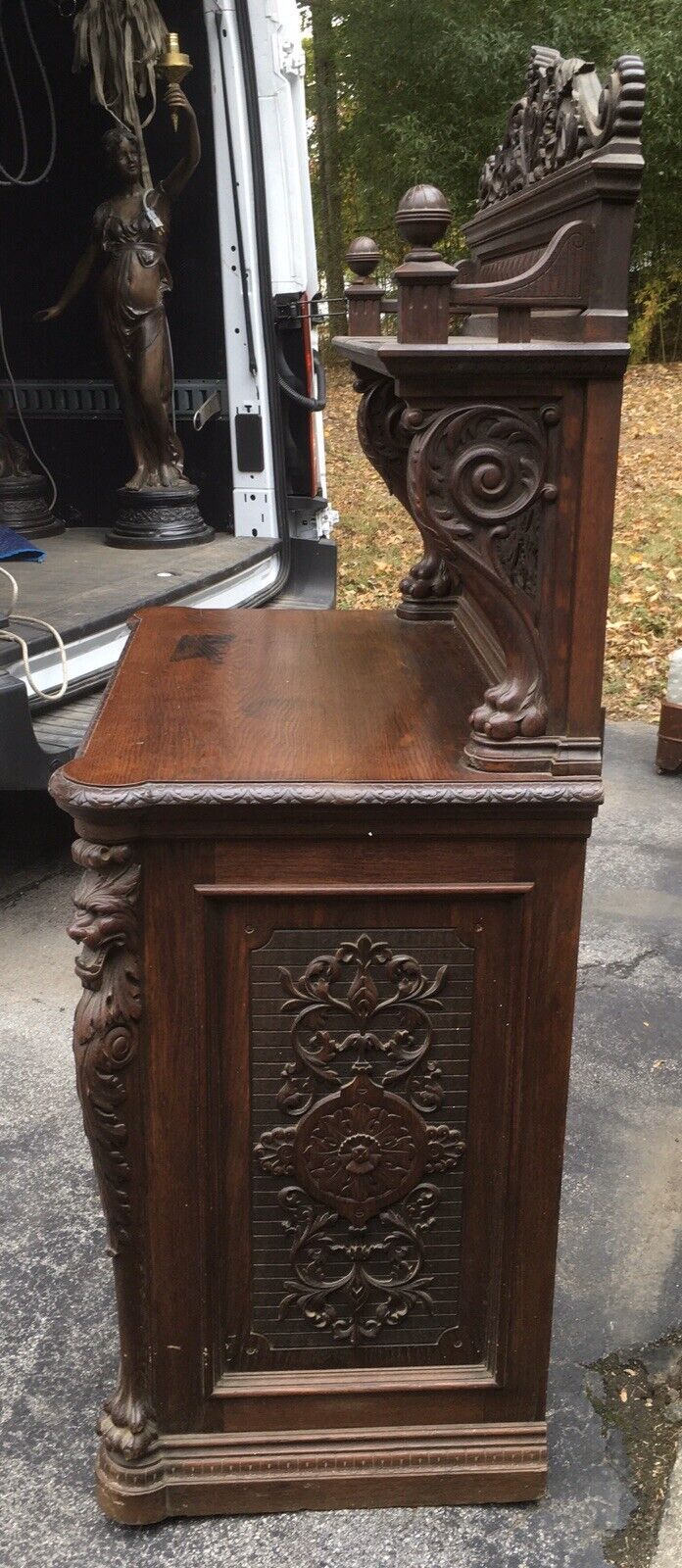 Victorian Oak Griffin Cabinet by R. J. Horner