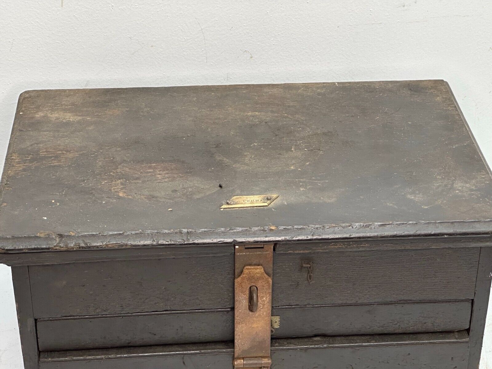 Victorian Oak 2 Drawer Tool Box Cabinet - 1880s