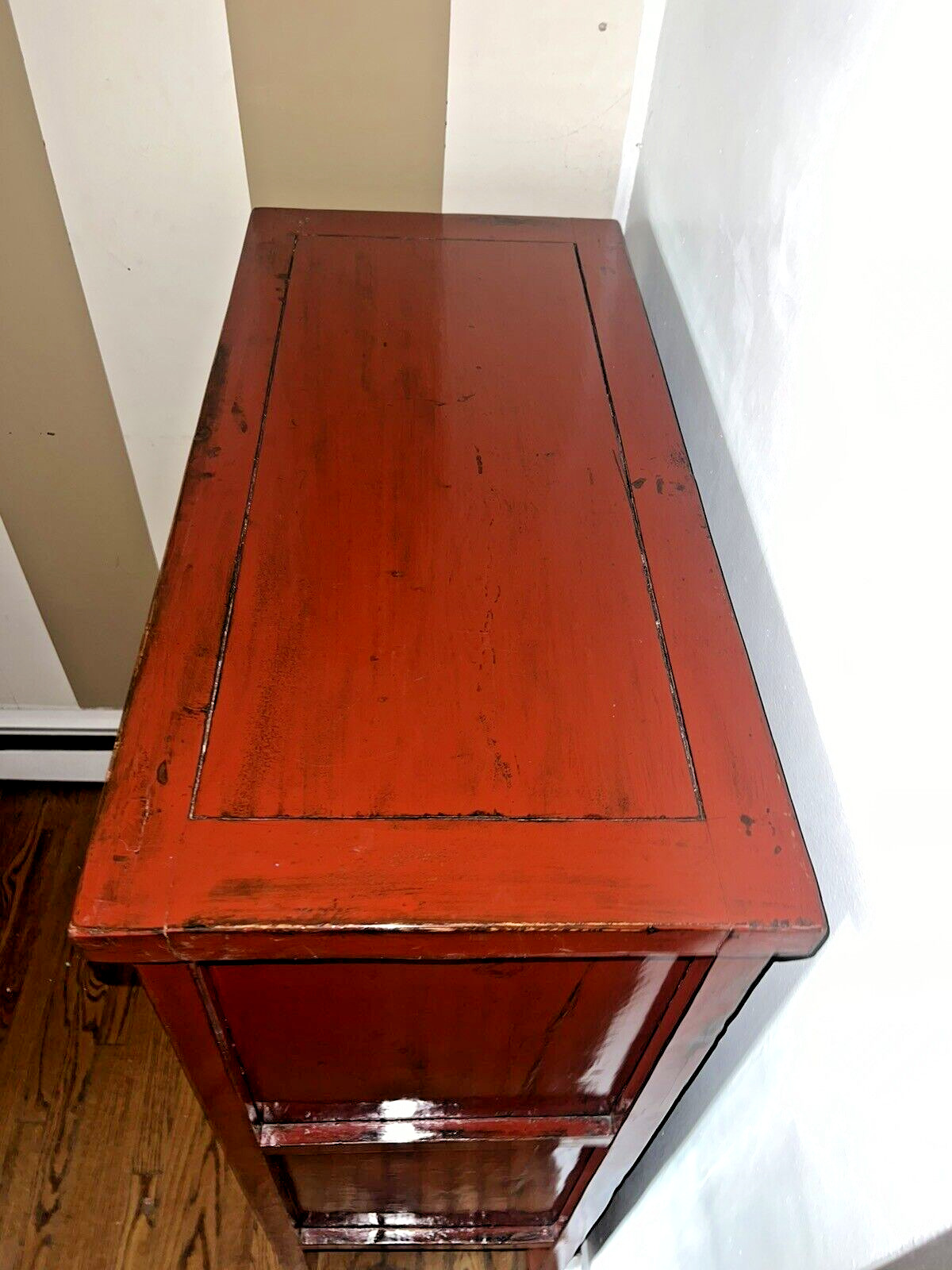 Chinese Qing Red Lacquer Wedding Cabinet Armoire