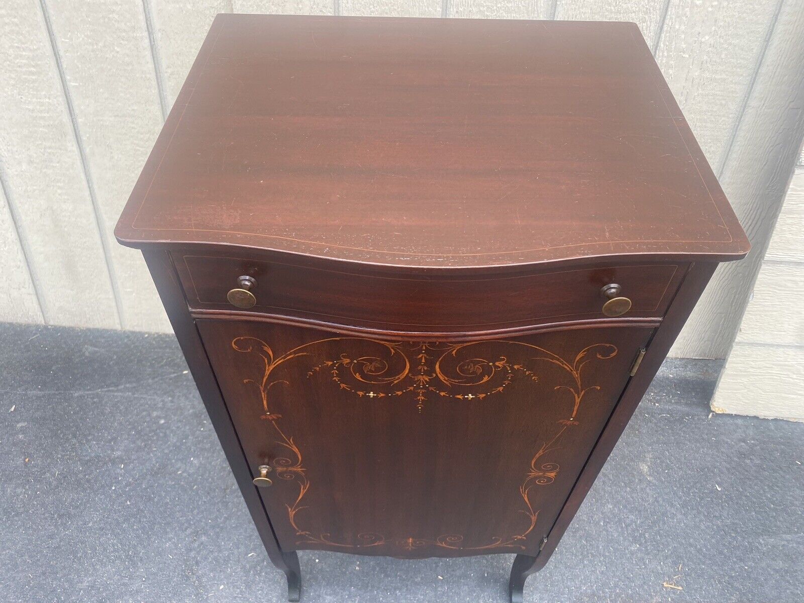 Antique Inlaid Mahogany Music Cabinet