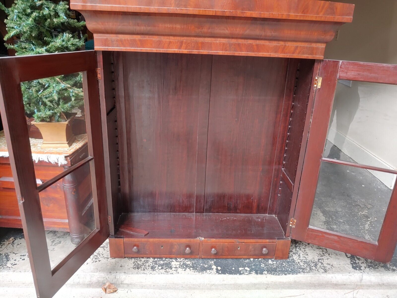 Victorian Hutch with pullout writing desk and mahogany cabinets