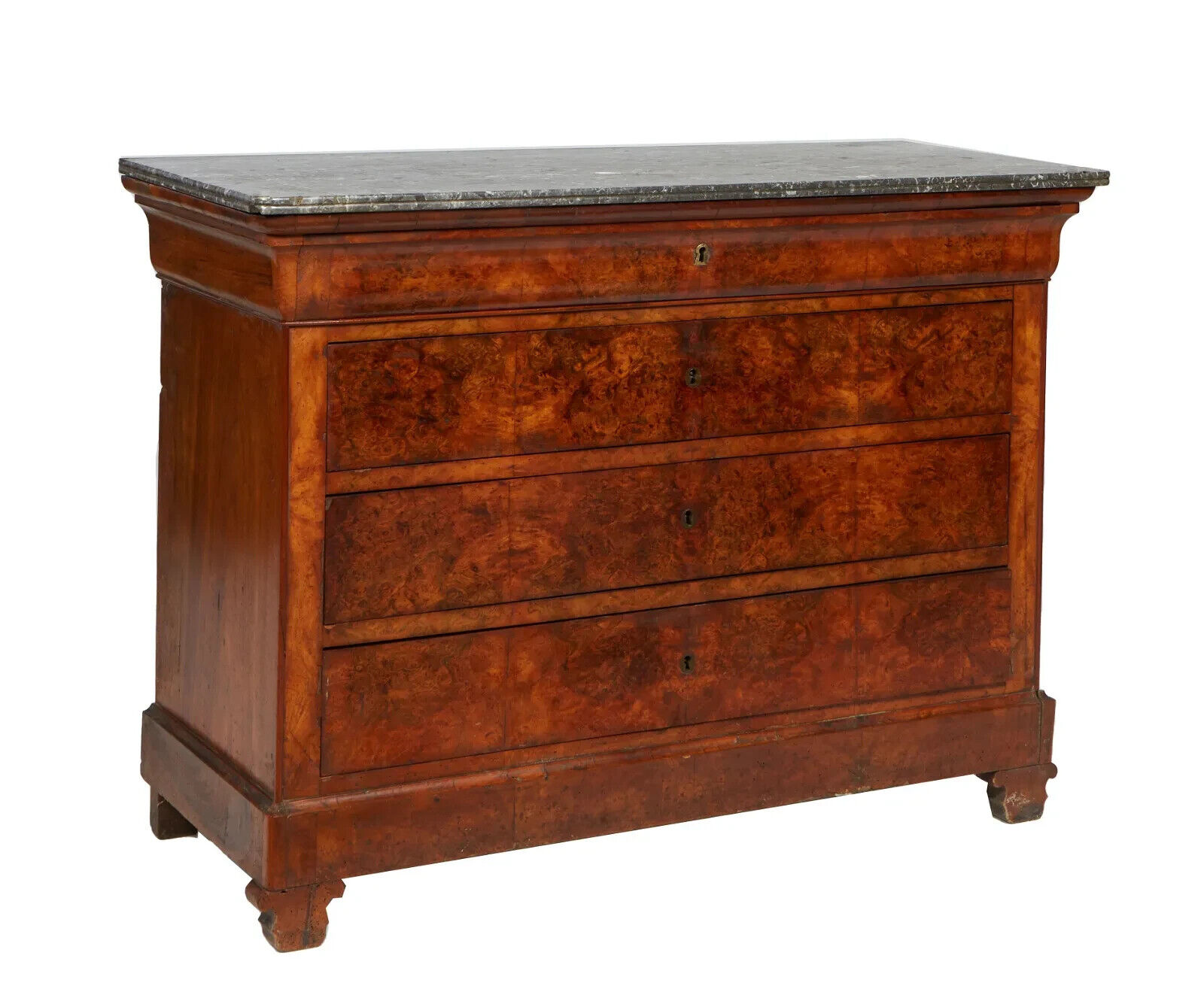 Louis Philippe Walnut Marble Top Commode Chest Drawers