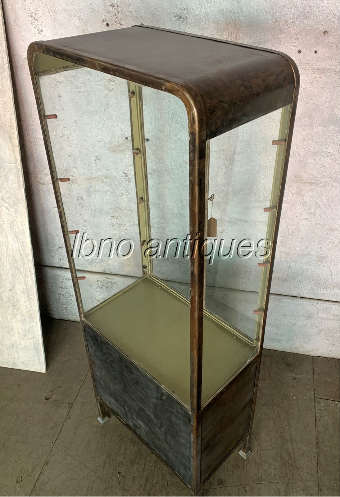 Early 1900s Medical Asylum Drugs Cabinet: Steel & Glass