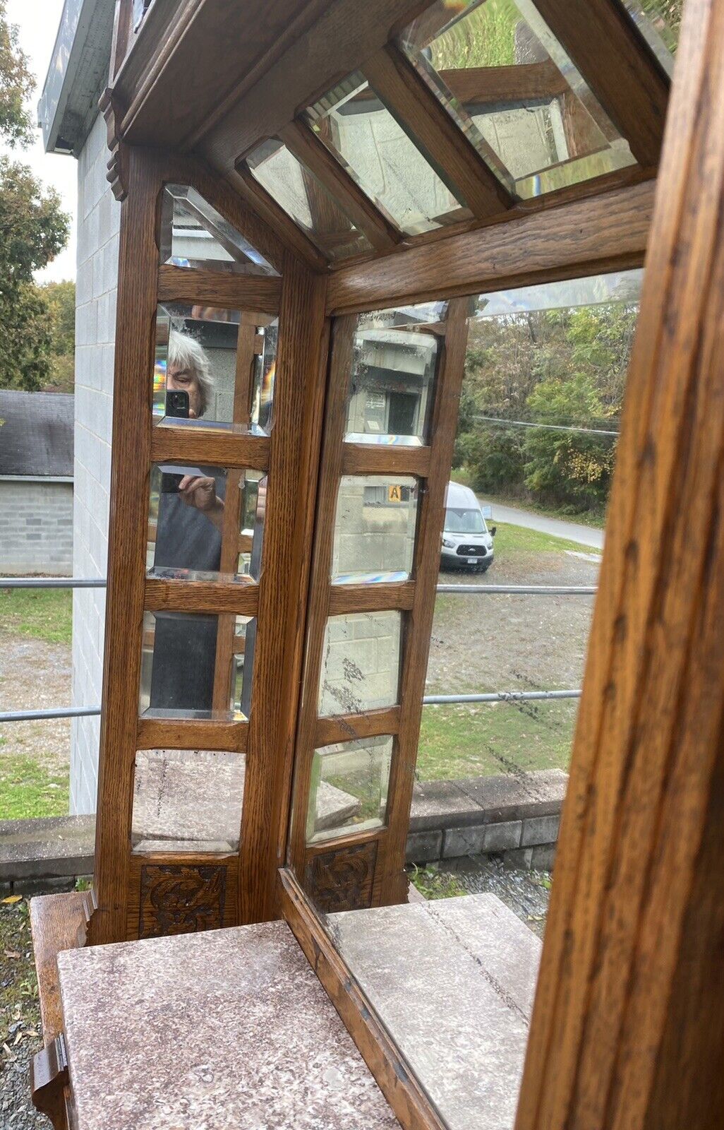 Victorian Oak Barber Shop Bar Cabinet - Antique