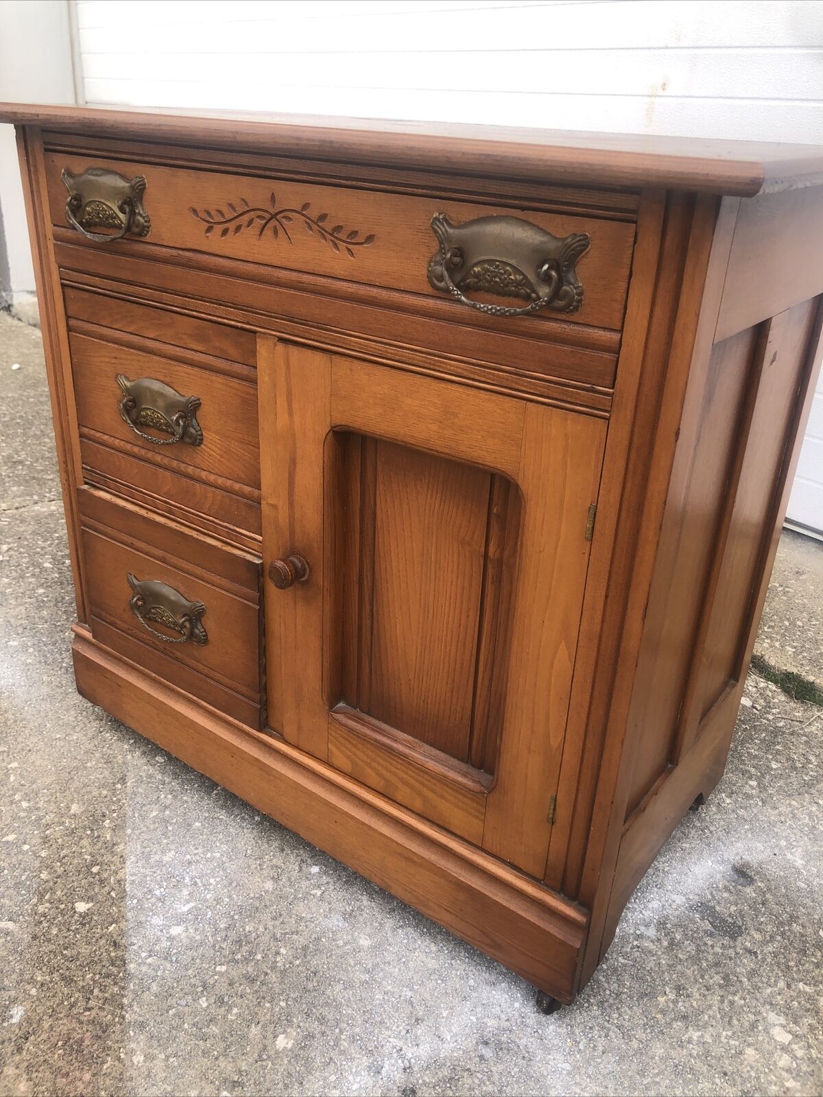 Victorian Eastlake Washstand Commode with Original Hardware