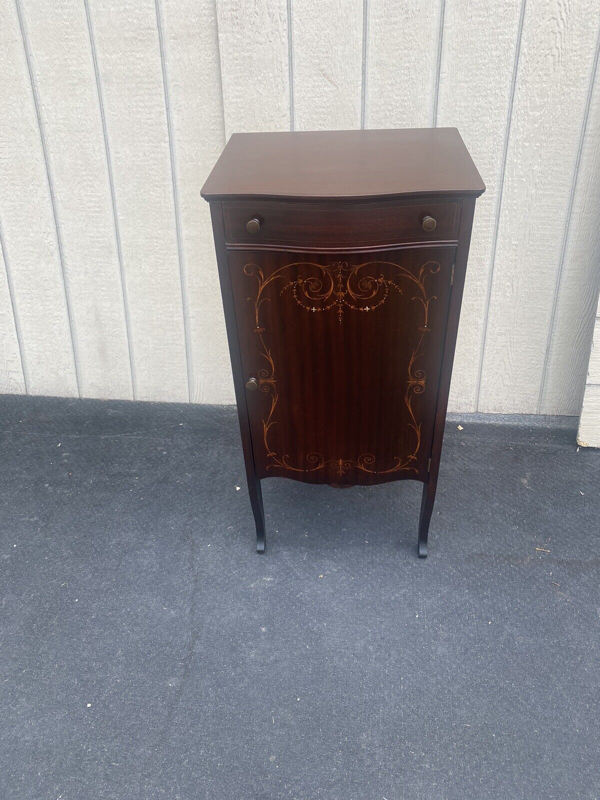Antique Inlaid Mahogany Music Cabinet