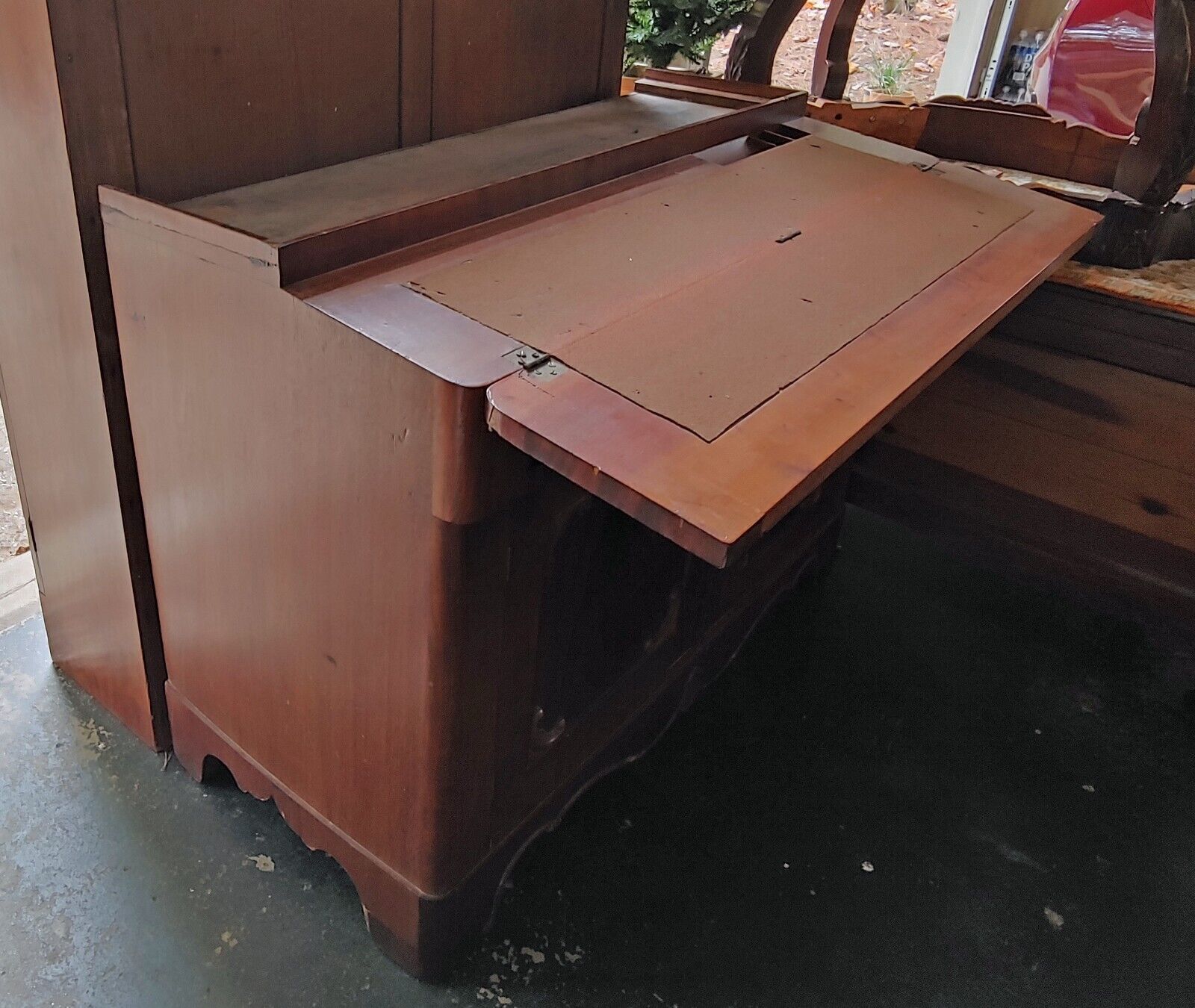 Victorian Hutch with pullout writing desk and mahogany cabinets