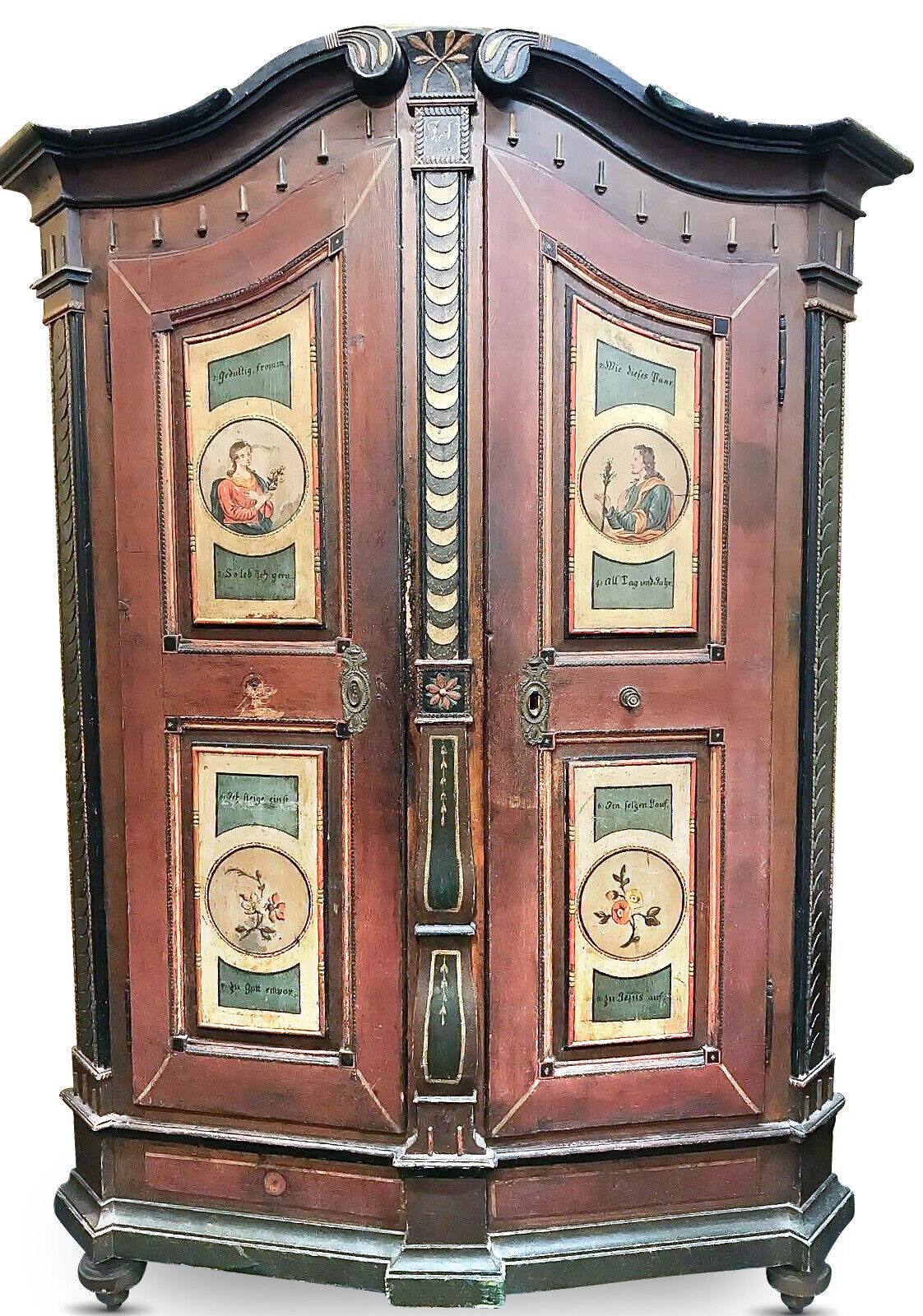 18th Century German Hand Painted Cabinet with Original Key