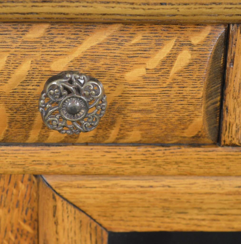Victorian Oak Claw Foot Curio Sideboard Cabinet #22088