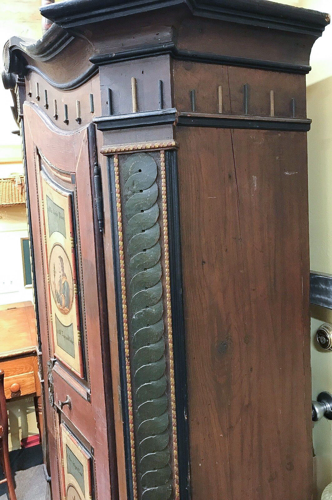 18th Century German Hand Painted Cabinet with Original Key