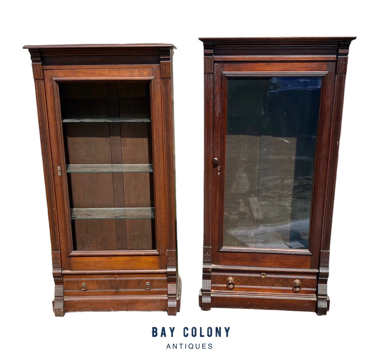Antique Victorian Bookcases / China Cabinets with Glass Doors