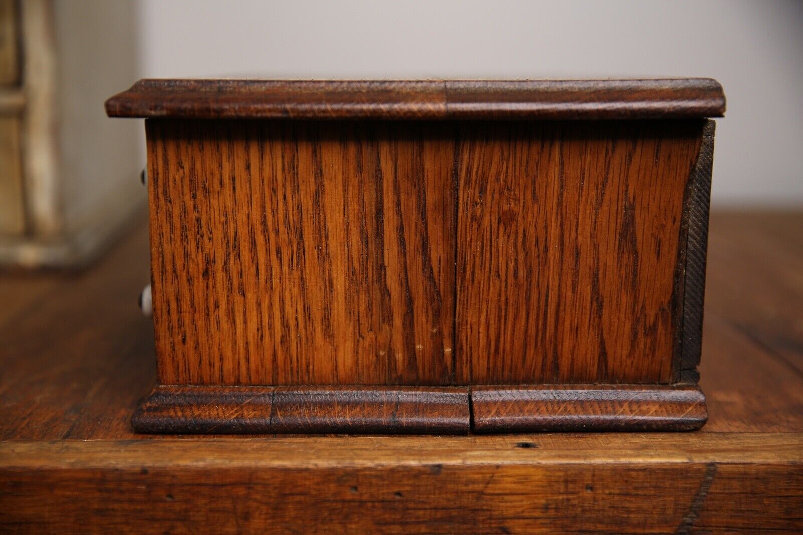 Antique apothecary drawer with porcelain knobs
