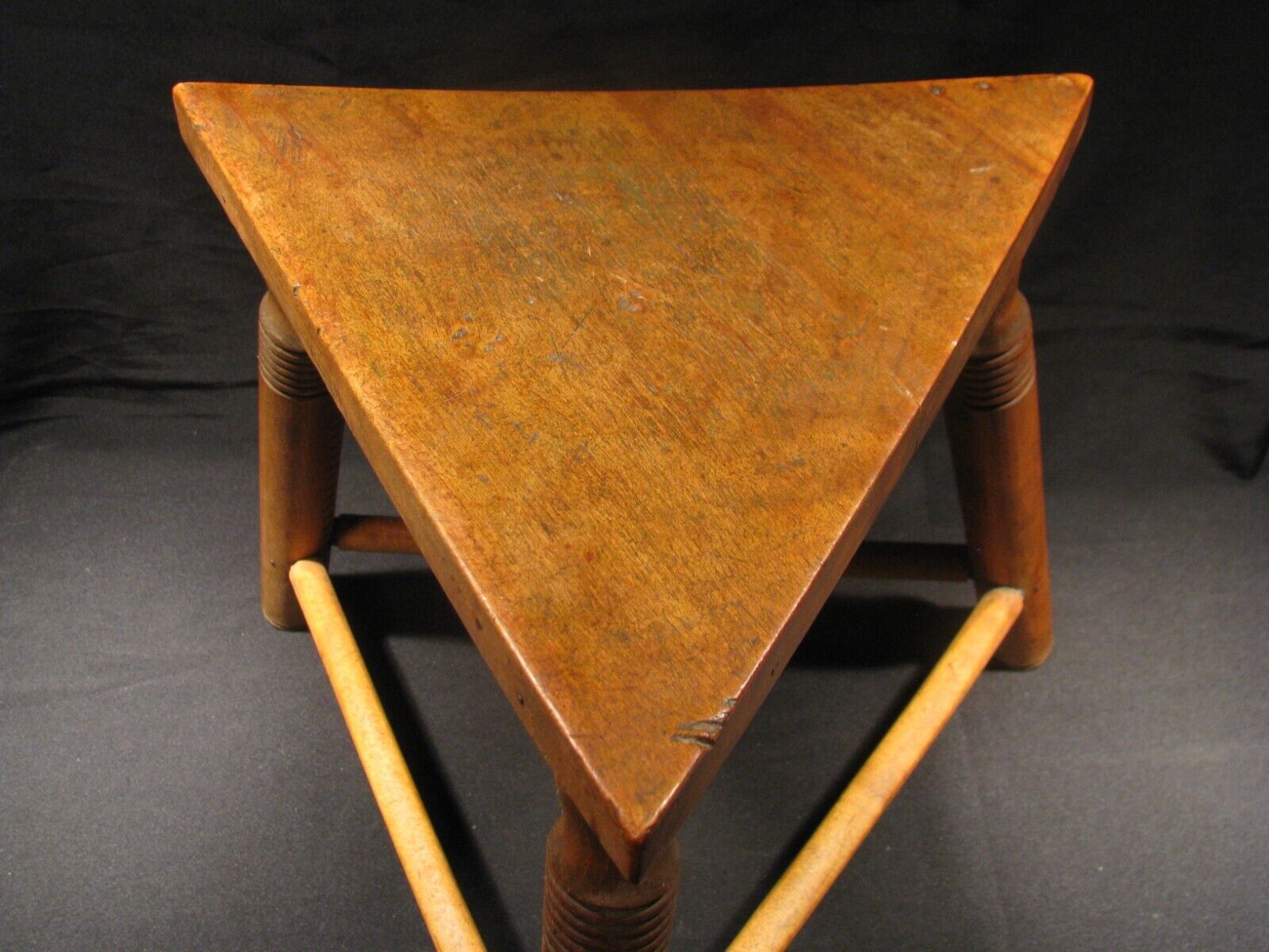 Antique Victorian Wood Milking Stool Pedestal Table Stand