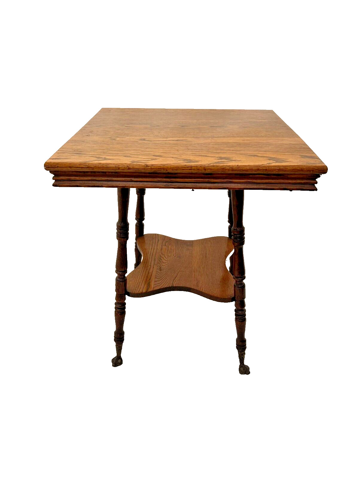 Victorian Oak Table with Carved Legs and Glass Balls