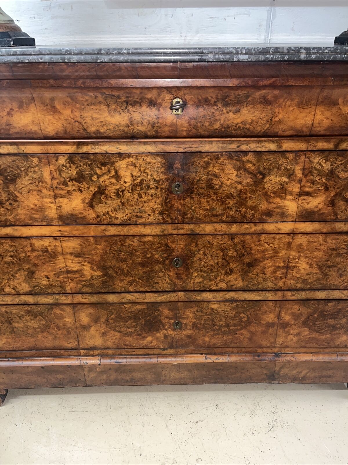 Louis Philippe Walnut Marble Top Commode Chest Drawers