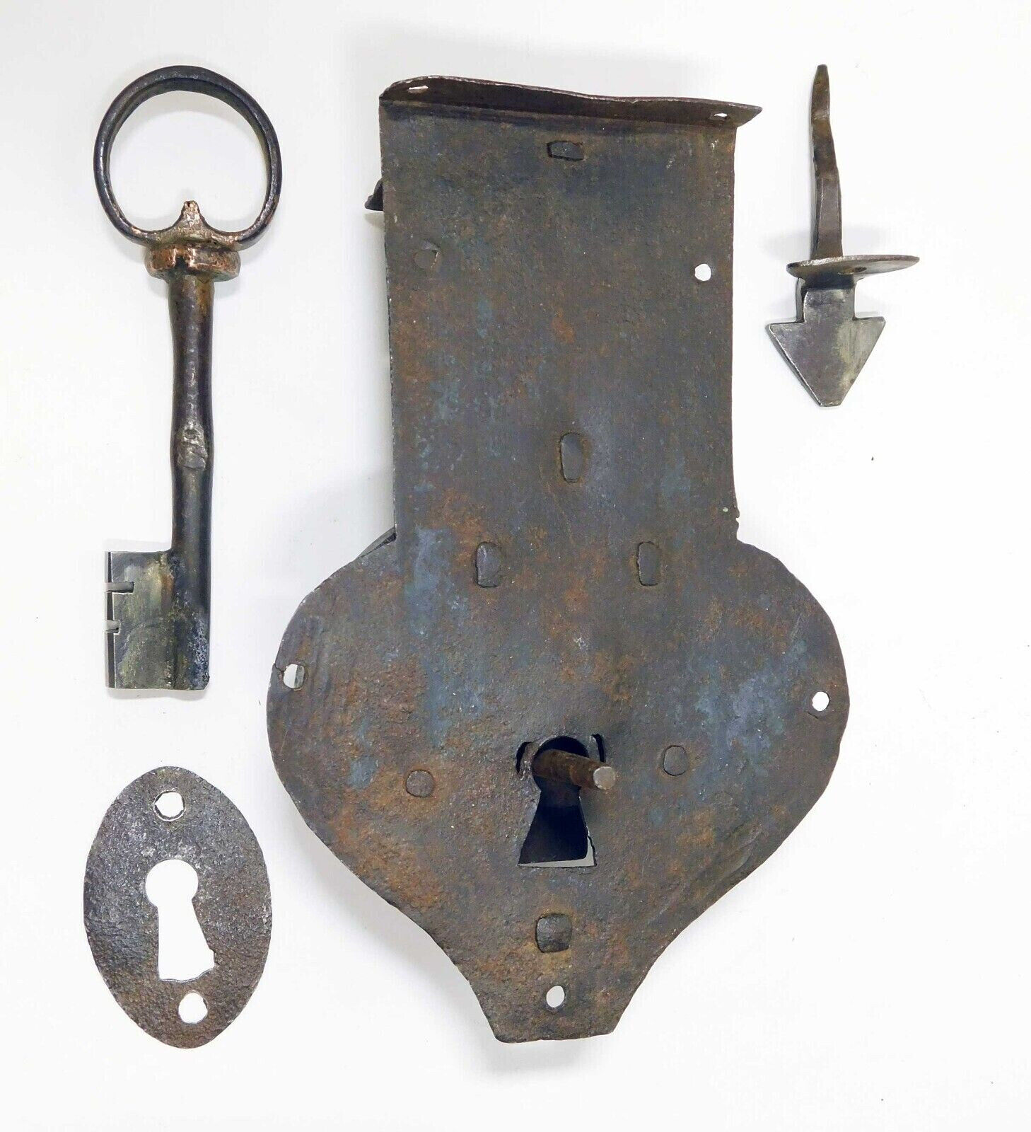 1700's Large Wrought Iron Chest Grab Lock Working